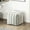 Off-White+Black, variant on Modern Square Pouf In , Non-slip, 300lbs Weight Limit, And Black Stripe + , Upholstery, Capacity
