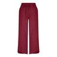 thumbnail image 5 of Lekwk Cropped Pants for Women Elastic High Waist Casual Pants Drawstring Wide Leg Capri Pants with Pockets Baggy Spring Fashion Palazzo, 5 of 9