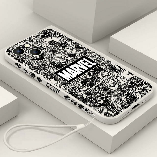 Marvel superhero cartoon For Apple iPhone 15 14 13 12 11 Pro Max Plus 8 7 SE Liquid Left Rope Phone Case Capa Soft Cover DMH