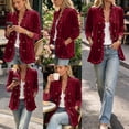 thumbnail image 6 of Guluxicc Women's Velour Dressy Jackets Ruffled Trim Long Sleeve Casual Jackets with Pockets for Everyday Fall Winter, 6 of 8