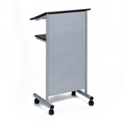 Audio-Visual Direct Lectern (45 H x 17 D x 23 L) Metal & Wood Podium Storage - Silver/Black -