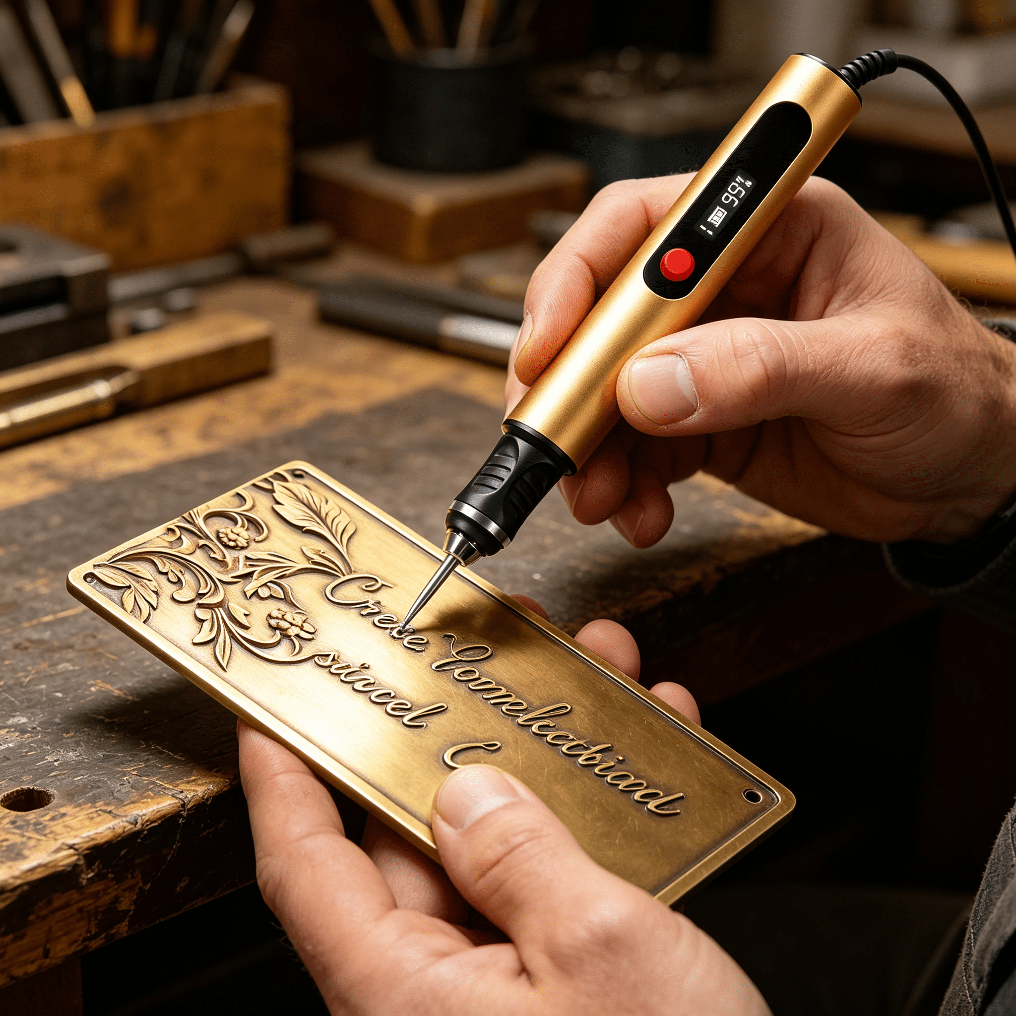 EXLEAF 2026 New Electric Engraving Pen with 30 Bits,Portable Engraving Pen Tool Kits,Diy Rechargeable Engraving Machine for Jewelry Wood Glass Stone Carving,Gold