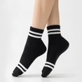 thumbnail image 2 of CoCoMangos Novelty Socks For Women - Striped Retro Mini Crew Sporty Calf Casual Cotton Ankle Socks, 2 of 7