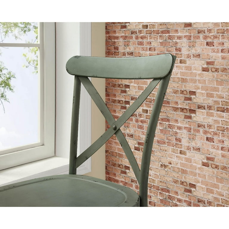 Better Homes and Gardens Collin Distressed Dining Chair Set of 2 Green Finish Walmart