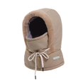 thumbnail image 2 of Gorro de invierno cálido con protección para los oídos, mascarilla y calentador de cuello de poliéster. Caqui, 2 of 9
