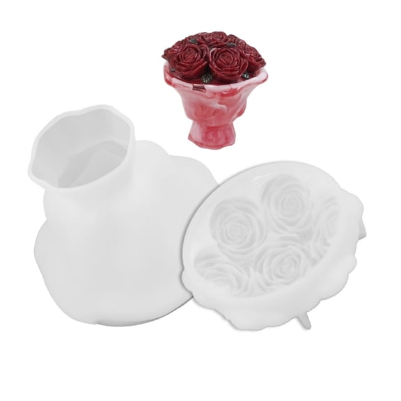 Reusable Silicone Bouquet Box Mold For DIY Resin Crafts And Candle Making With Lid 3d Bouquet Jewelry Organizers Mold