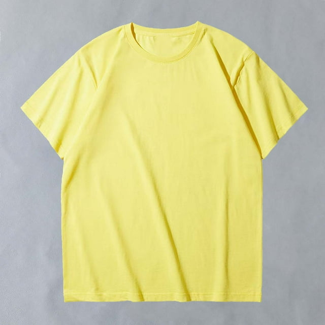 asjyhkr T-Shirts pour Hommes Coton Été 2025 Col Rond Manches Courtes Hauts Coupe Ample Confortables T-Shirts Unis