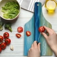 thumbnail image 3 of Art Cutting Board, Tropical Sandy Beach Pure Waves Tranquil Ocean Under Clouds Summer Scenery, Tempered Glass Cutting and Serving Board, Wine Bottle Shape, Navy Blue Pale Brown, by Ambesonne, 3 of 5