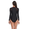 thumbnail image 2 of Uniexcosm Womens Athletic Surfing Suits One Piece Swimsuits Long Sleeve Swimsuit Sports Swimwear Bathing Suits, 2 of 6