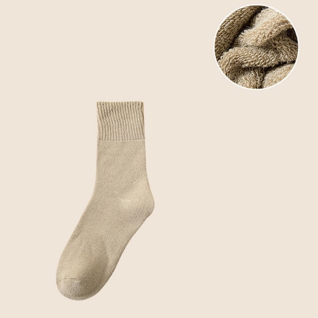 Chaussettes Mi-Longues pour Femmes Femmes Randonnée Chaudes Hiver Épaisses Chaudes Confortables Bottes Bas Bas de compression Brun