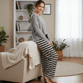 thumbnail image 7 of SOMER Women Pajama Pants Lounge pants Casual Drawstring Comfy Palazzo pants Wide Leg Bottoms Striped Black, 7 of 7