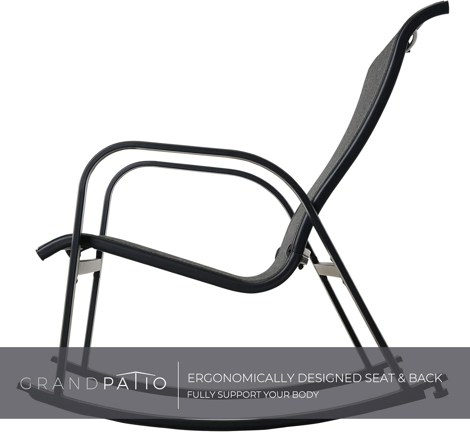 Grand Patio Modern Rocking Chair Set of 2 for Outdoor Balcony, Terrace, Black