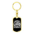thumbnail image 4 of The Lord Strength Psalm 28:7 Stainless Steel or 18k Gold Premium Swivel Dog Tag Keychain, 4 of 10