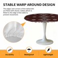 thumbnail image 2 of Elastic Fitted Round Tablecloth, Brown Boho Waterproof Stretch Table Cover for 45"-54" Tables, Retro Farmhouse Abstract Geometric Ethnic Art Washable Outdoor Tablecloths for Patio, Picnic, Camping, 2 of 9