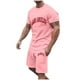 thumbnail image 3 of Conjunto de Sudadores de Hombres Impresión Casual Deportes de Manga Corta Cuello Redondo, Traje de Deporte de 2 Piezas con Pantalones de Corredores de Cintura Elástica, 3 of 6