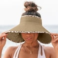 thumbnail image 6 of ZHENHONG Sun Hats for Women Summer Fashion Beach Holiday Sun Hat Floppy Straw Hat Casual Solid Color Headwear Khaki, 6 of 9