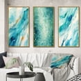 thumbnail image 1 of Designart "Turquoise Impressions Waves of Infinity VII" Abstract Painting Framed Wall Art Set Of 3 - Turquoise Modern Frame Gallery Set For Office Decor, 1 of 6