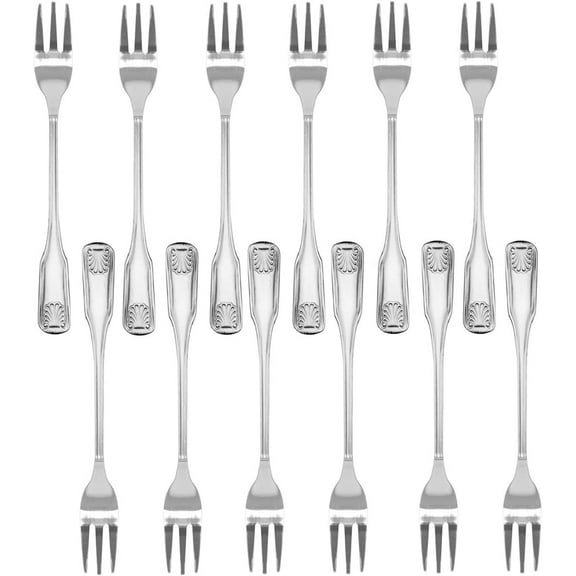 TrueCraftware- Set of 12 Stainless Steel Sea Shell Oyster Fork- Stainless Steel Flatware Cutlery Kitchen Tableware Set for Home and Restaurant Appetizer Seafood Forks Silverware