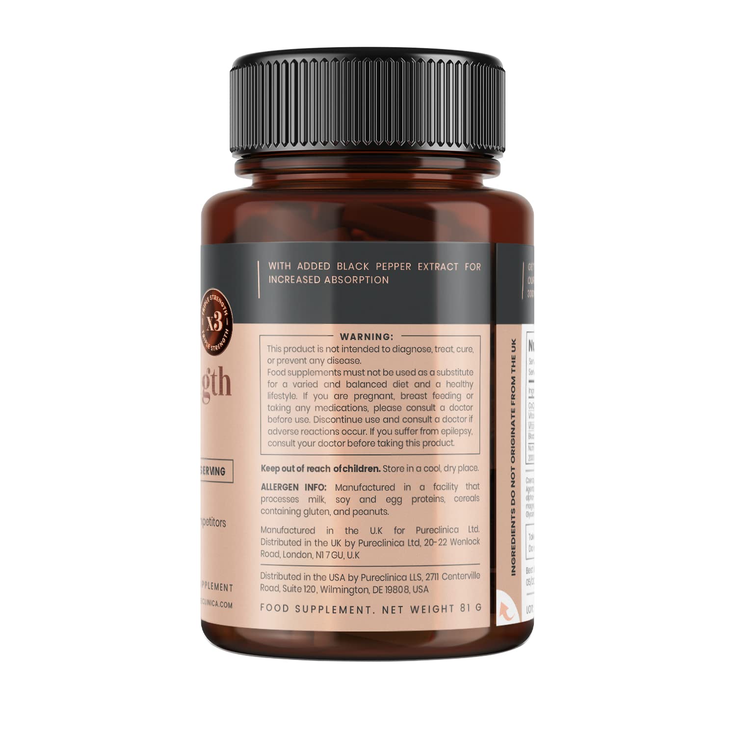 Pureclinica Fermented CoQ10 300mg x 90 Tablets. Non GMO, USP Grade with Added Vitamin C and Black Pepper Extract for Absorption.
