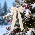 thumbnail image 4 of OCCOA Velvet Bow Christmas Tree Wreath Decorative Pre-Tied Ribbon Ornament for Door Mantel Window Gift Wrapping Home Party Decor Xmas Present, Beige, 4 of 6