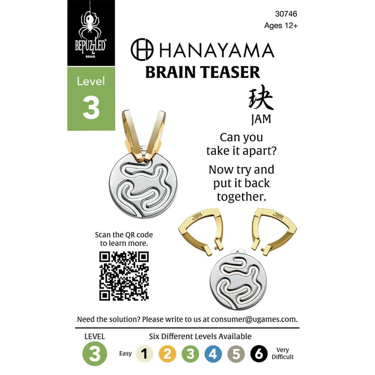 BePuzzled, Jam Hanayama Metal Brainteaser Puzzle Level 3 Ages 12+