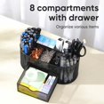thumbnail image 2 of SHBOTO Mesh Desk Organizer Office Supplies Caddy with Pencil Holder and Storage Baskets for Desktop Accessories, 3 Compartments, Black, 2 of 14