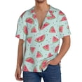 thumbnail image 1 of Balery Watermelon Camisa Casual de Manga Corta con Botones para Hombre, Texturizada, Estilo Cubano, para Playa, Verano-Small, 1 of 5