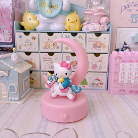

Sanrio Night Light My Melody Cinnamoroll Desktop Bedside Anime Figure Trojan Horse Bow Tie Atmosphere Desk Lamp Kawaii Girl Gift