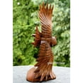 thumbnail image 2 of Extra Large Huge 20" Hand Carved Soaring Wooden Owl Dark Brown Statue Sculpture Figurine Home Decor Collectible, 2 of 8