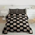 thumbnail image 2 of Homewish Geometric Plaid 3 Pieces Queen Comforter Set for Teens Boys Girls,Vintage Aesthetic Ultra Soft Bedding Sets,Minimalist Grid Checkered Bedding Comforter Set Breathable,Lightweight Room Decor, 2 of 8