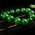 thumbnail image 3 of rygai Natural 10mm Dark Green Faux Jade Round Beads Stretchy Bangle Bracelet Gift,Green, 3 of 6
