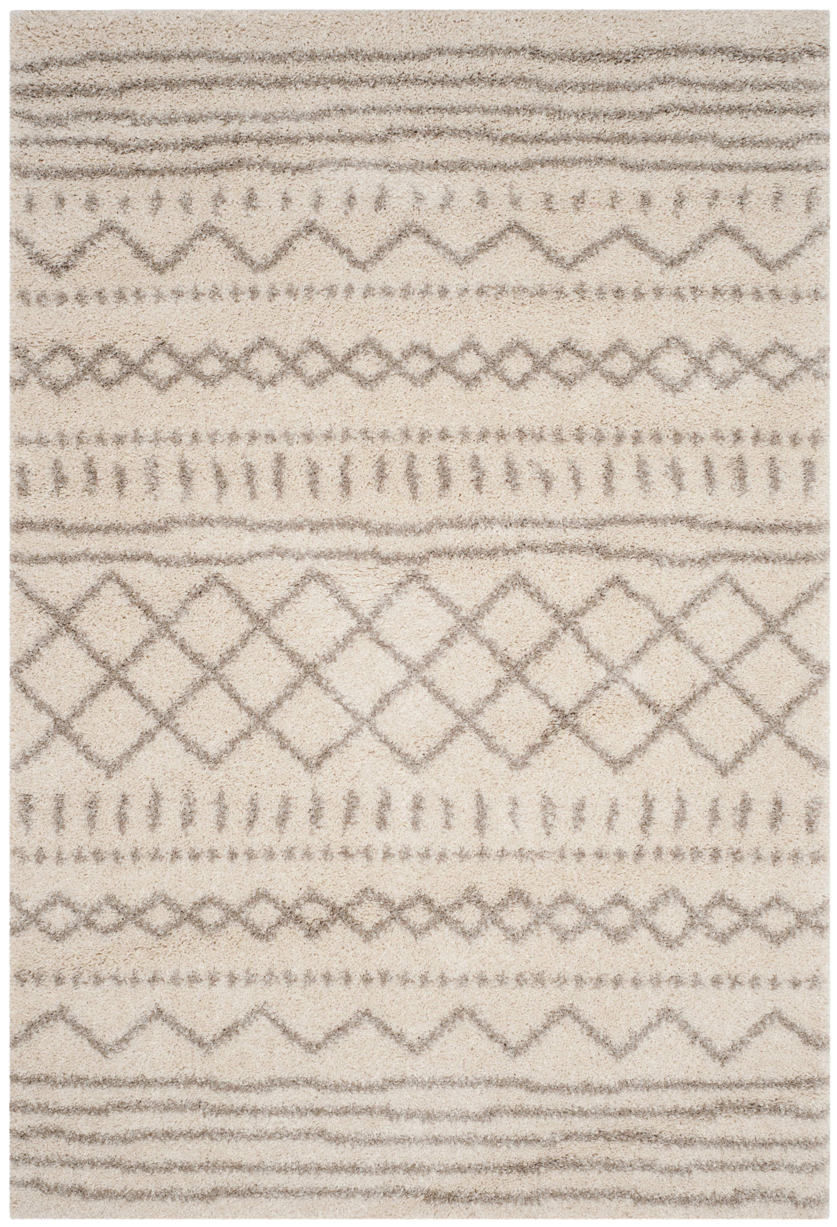 SAFAVIEH Arizona Teagan Geometric Striped Shag Area Rug, Ivory/Beige, 11' x 15'