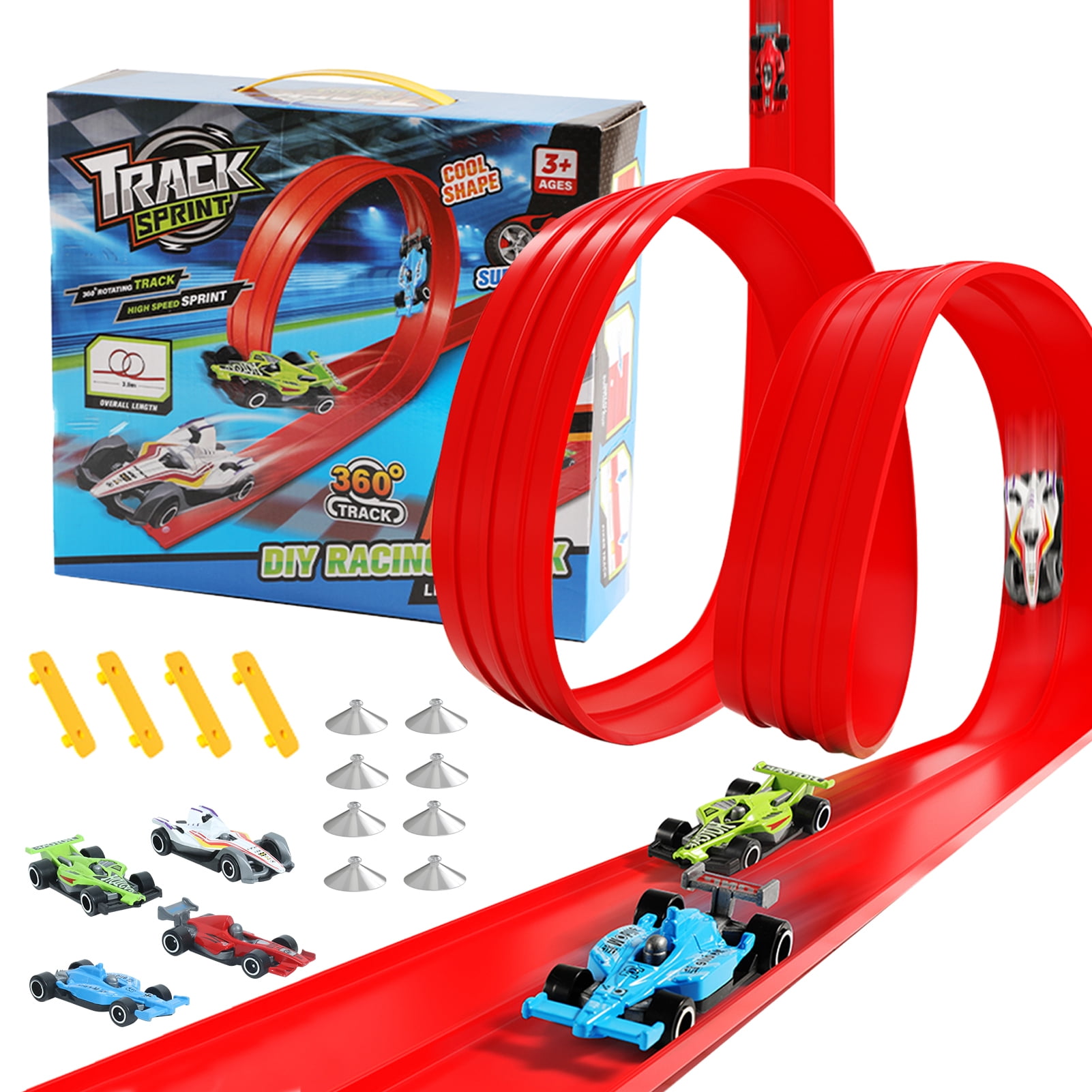 Adofi STEM Race Track Car Garage Set, Magnetic Toy with 4 Cars