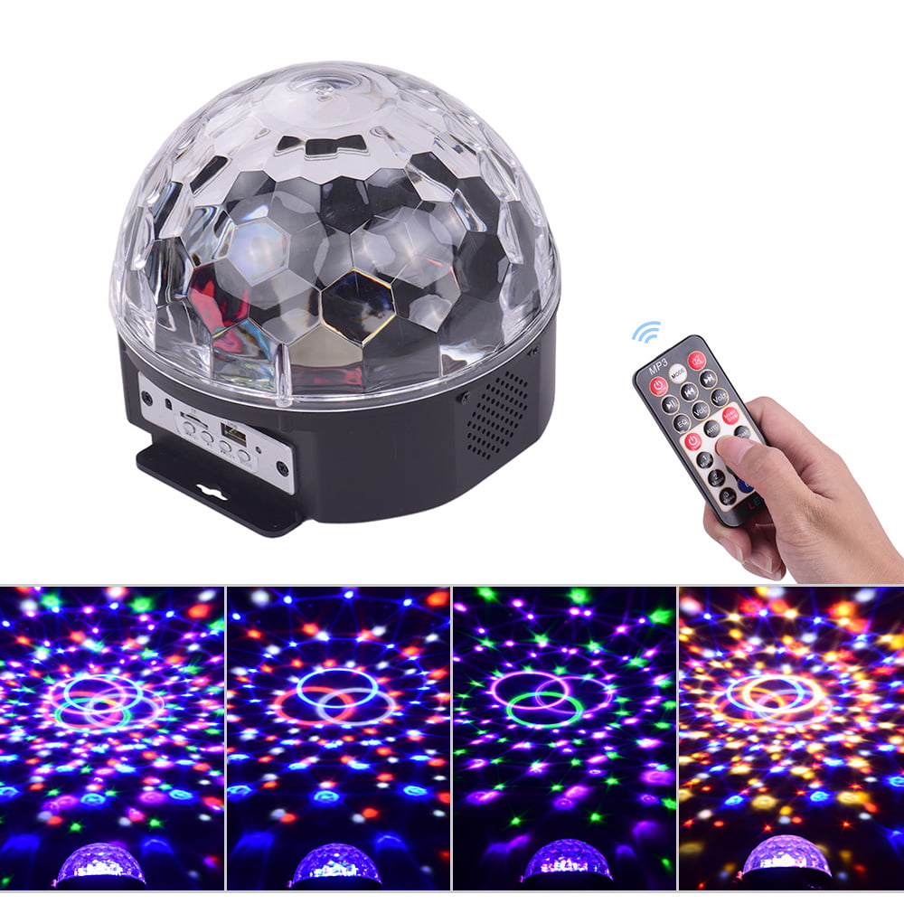 9 Color LED Stage Light Crystal Magic Ball Lamp Rotating MP3 Disco Ball Lights 