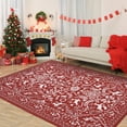 thumbnail image 3 of 4x6 ft Red Christmas Area Rug, Holiday Ornaments Print, Washable, Non-Slip, Winter Indoor Bedroom Living Room, 3 of 8