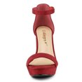 thumbnail image 2 of Sandalias de alto talón grueso Allegra K con correa de tobillo y plataforma para Mujer rojo 39, 2 of 7