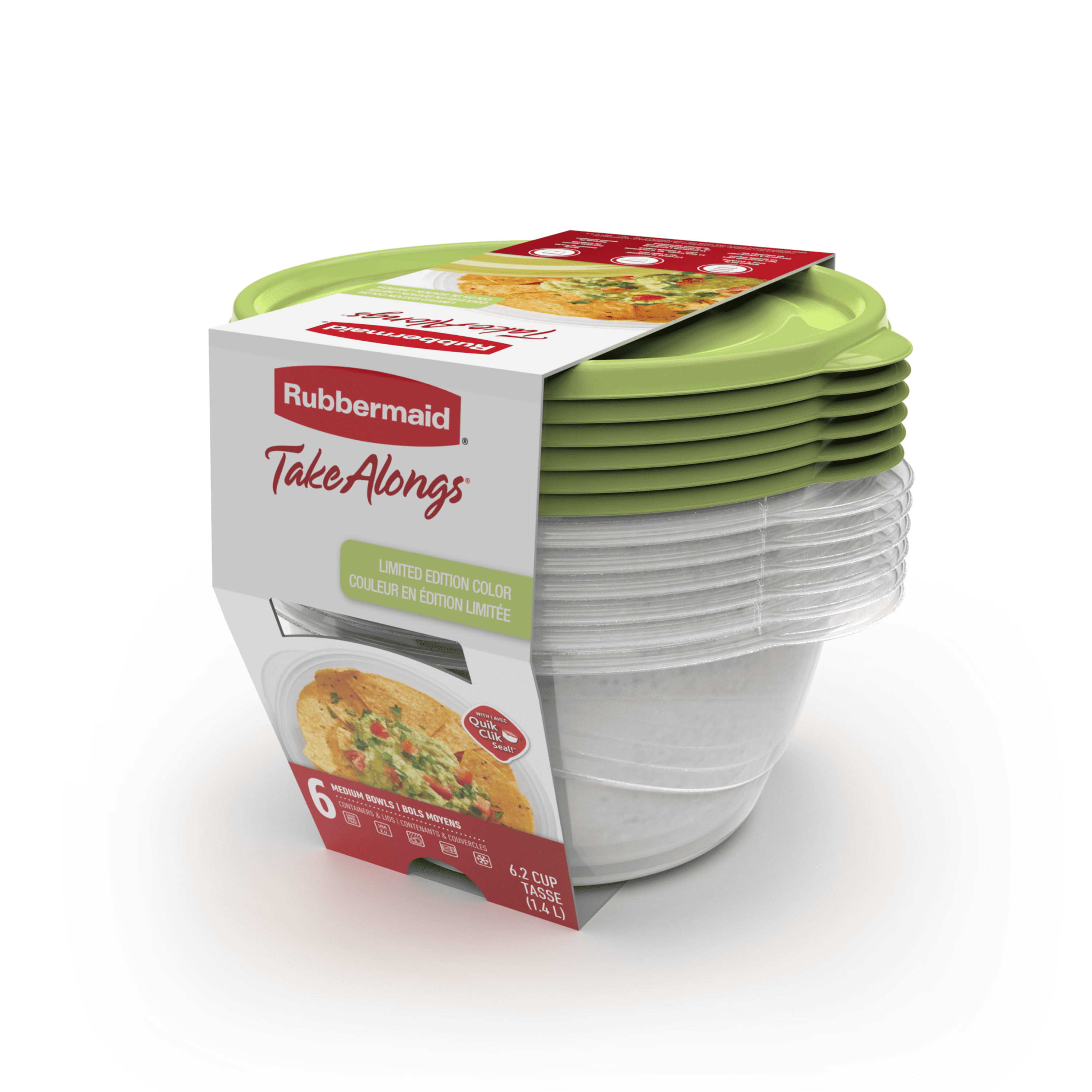 2 Packs Rubbermaid Take Alongs 1.1 Gal Large Rectangles Containers & Lids  Green
