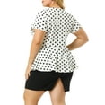thumbnail image 5 of Unique Bargains Women's Plus Size Short Sleeves Polka Dots Outfits Fashion Peplum Blouse, 5 of 6