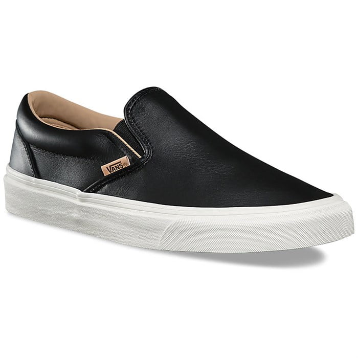 black leather vans slip ons mens