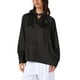 thumbnail image 4 of INSPIRAR CHIC Blusas Elegantes de Manga Larga de Satén de Seda para Mujeres V Cuello M Negro, 4 of 6