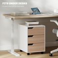 thumbnail image 4 of 3 Drawer File Cabinet, Mobile Vertical Filing Cabinet with Wheels, Printer Stand with Storage for Home Office, Oak, 4 of 7