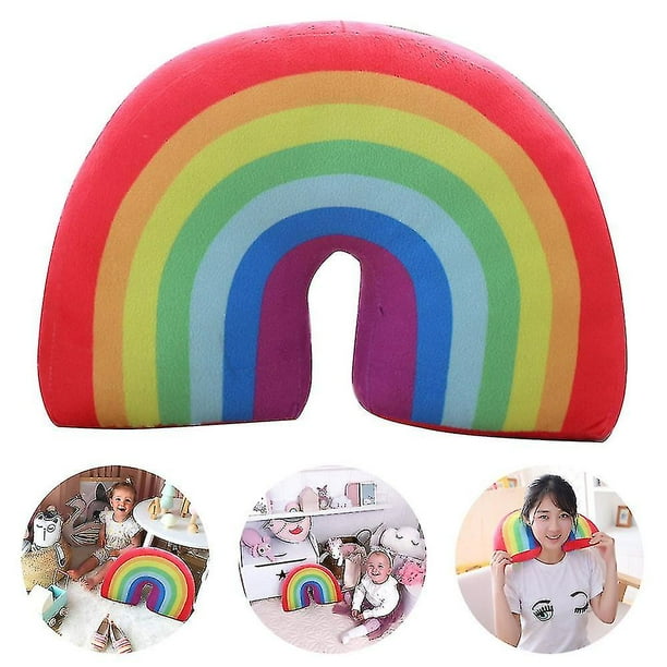 Almohada de arcoiris para ninas y ninos almohada de peluche con forma de arco cojin de suelo para ninos almohadas decorativas de arcoiris rellenas para cama silla habitacion coche hog Walmart