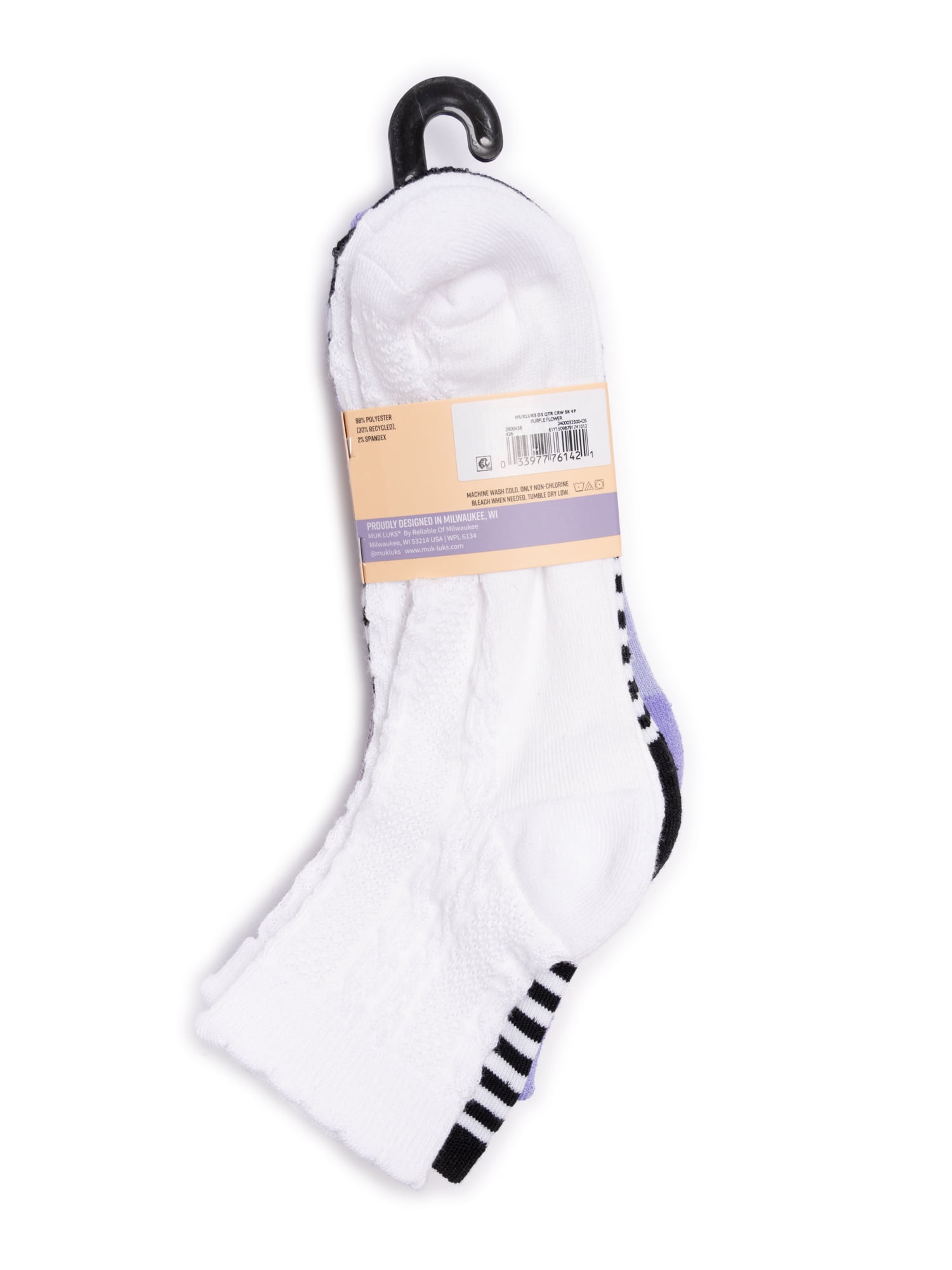 MUK LUKS Women's Dream Step Quarter Crew Socks, 4 Pair Pack