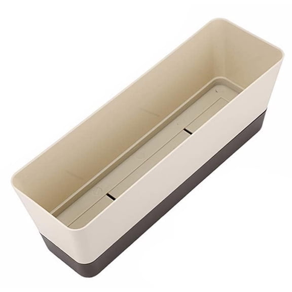 Casewin 1 Pack Indoor Window Box Planter, 12x3.8 Inch Rectangle Herb Planter with Tray, Modern Small Succulent Cactus Flower Plastic Plant Pot for Window Sill, Garden Balcony, Office Shelf Decoration