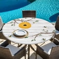 thumbnail image 6 of Bees Branches Round Tablecloth, Fitted Table Cover with Elastic for 55"-60" Round Tables, Farmhouse Spring Botanical Wooden Table Cloth Outdoor Indoor Dinning Party Waterproof Tablecloths, 6 of 7