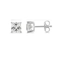 thumbnail image 2 of Paris Jewelry 18k White Gold 2 Pair Created White Sapphire 6mm Round & Princess Cut Stud Earrings Plated, 2 of 6
