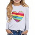 thumbnail image 2 of IFNWSV Tops for Girls Long Sleeve Crewneck Heart Print Pullover Top Casual Blouse Tee for Girls White 14 Years, 2 of 5
