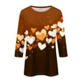 thumbnail image 4 of Inglocry Valentines Shirts For Women 3/4 Sleeve Valentine Day Top 2026 Cute Heart Print Graphic Shirt Crewneck Pullover Coffee M, 4 of 4