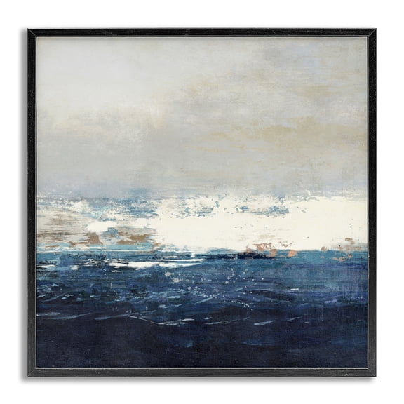 Stupell Industries Abstract Ocean Tide Abstract Painting Gray Framed Art Print Wall Art, 17 x 17