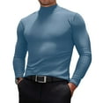 thumbnail image 2 of GrmtClth Turtle Neck Shirt Men Long Sleeve Stretch Warm Undershirt 2025 Winter Lightweight Pullover Tops Blue XXL, 2 of 5